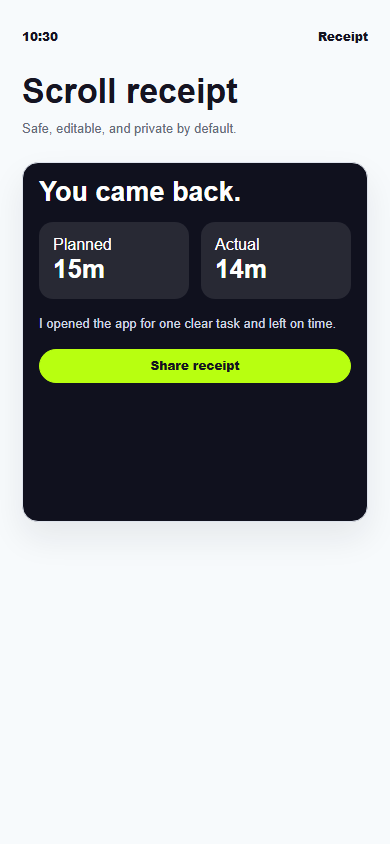 Piko privacy-safe scroll receipt